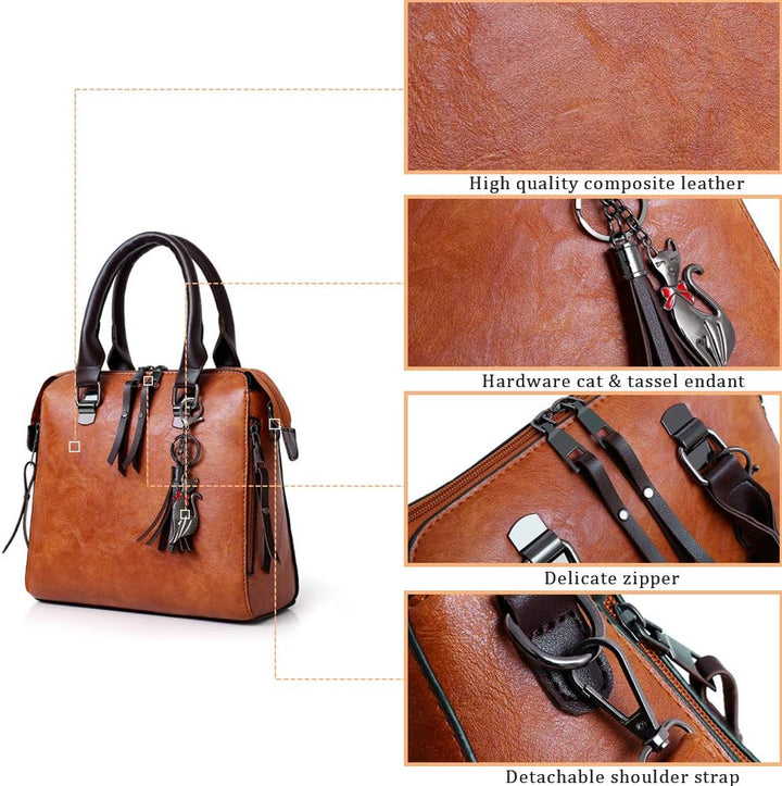 Segater® Damen Mode-Handtasche+Schultertaschen+ Geldbörse+Kartengeldbeutel Frau PU Leder Umhängetasc