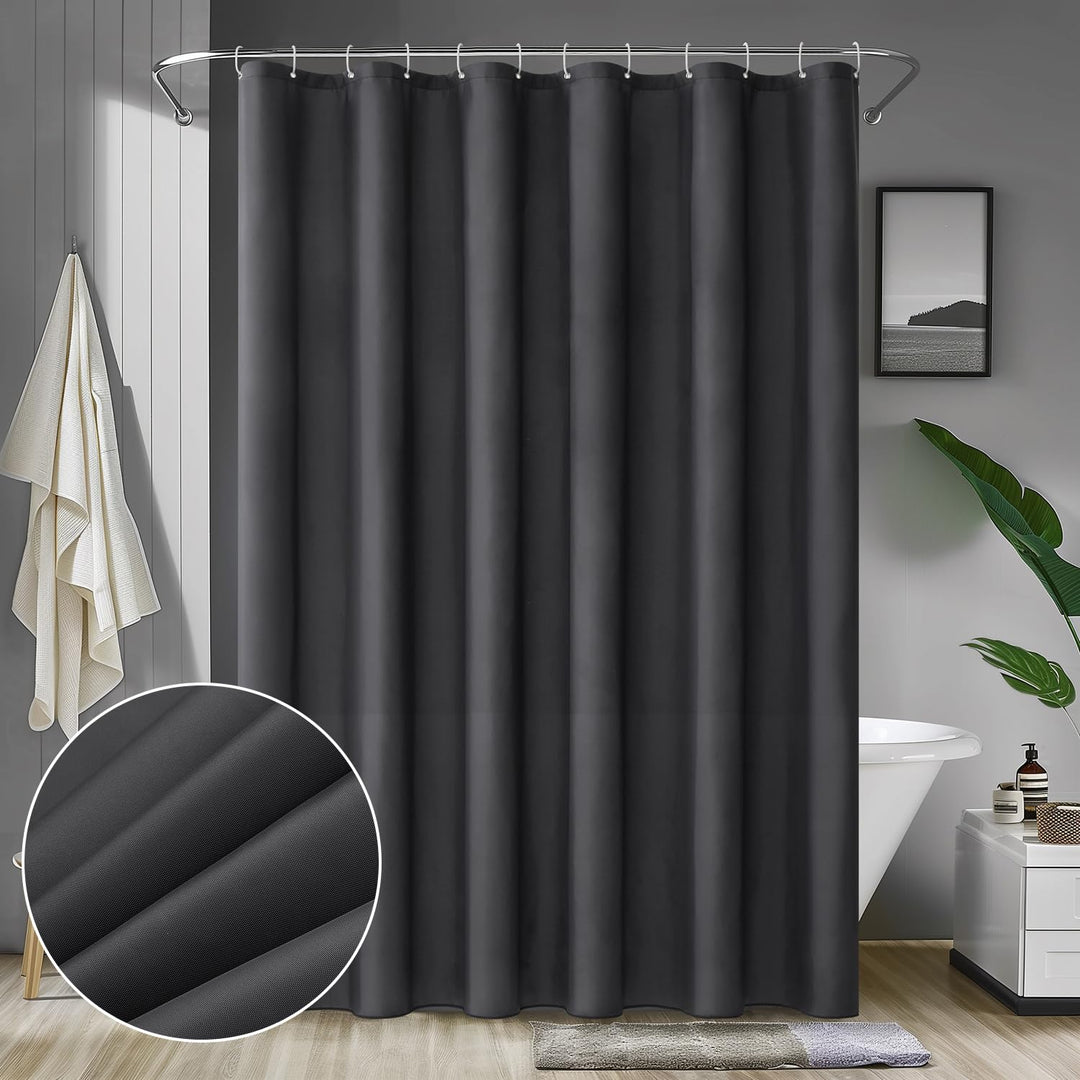 MIULEE Duschvorhang 240x200cm Dunkelgrau Wasserdicht Badvorhang Anti-schimmel und Textil Waschbar Sc
