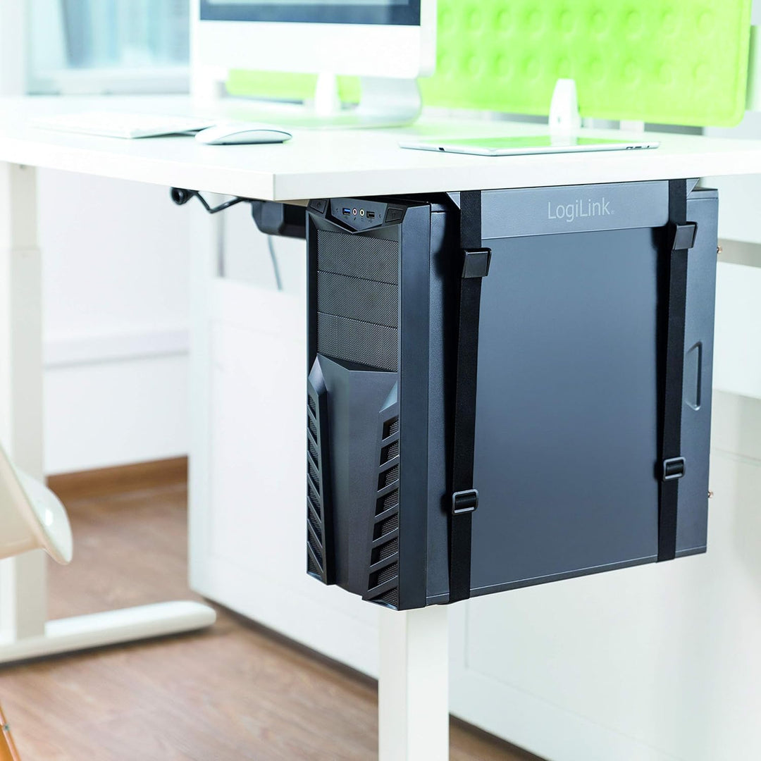 LogiLink EO0009 Einstellbare Untertisch PC-Halterung mit Gurt PC-Halterung (Untertisch-Gurt), PC-Hal