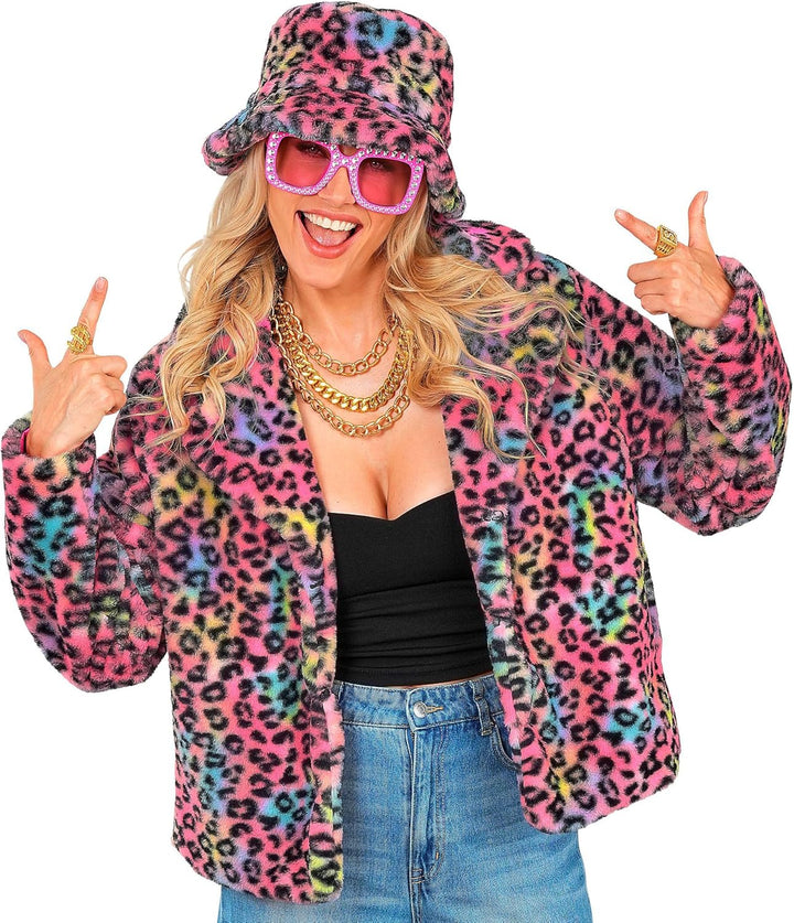 W WIDMANN MILANO Party Fashion - Damen Kunstfell-Jacke, flauschiger Pelz, Plüschjacke, Kostüm, Party