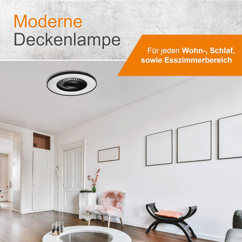 Proventa Deckenventilator mit Beleuchtung 60W - Ø 60cm, dimmbare LED Deckenleuchte mit Ventilator, w