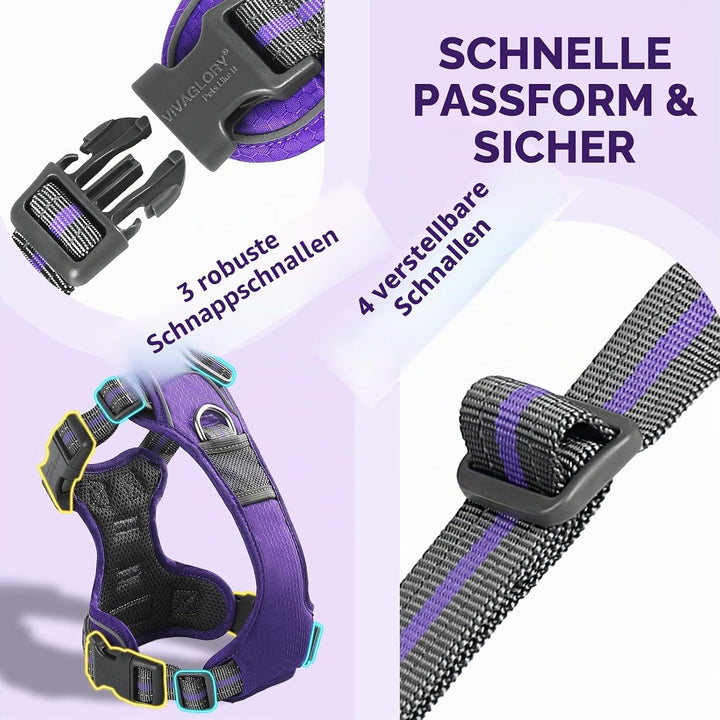 VIVAGLORY Easewalk Hundegeschirr, Anti Zug Hundegeschirr für Training &amp; Spazieren, Anti Zieh Geschir