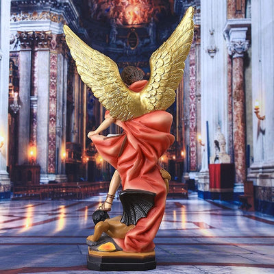 QIANLING 22cm Statue des Erzengels San Miguel, St.-Michael-Statue aus Buntem Kunstharz, St. Michael,