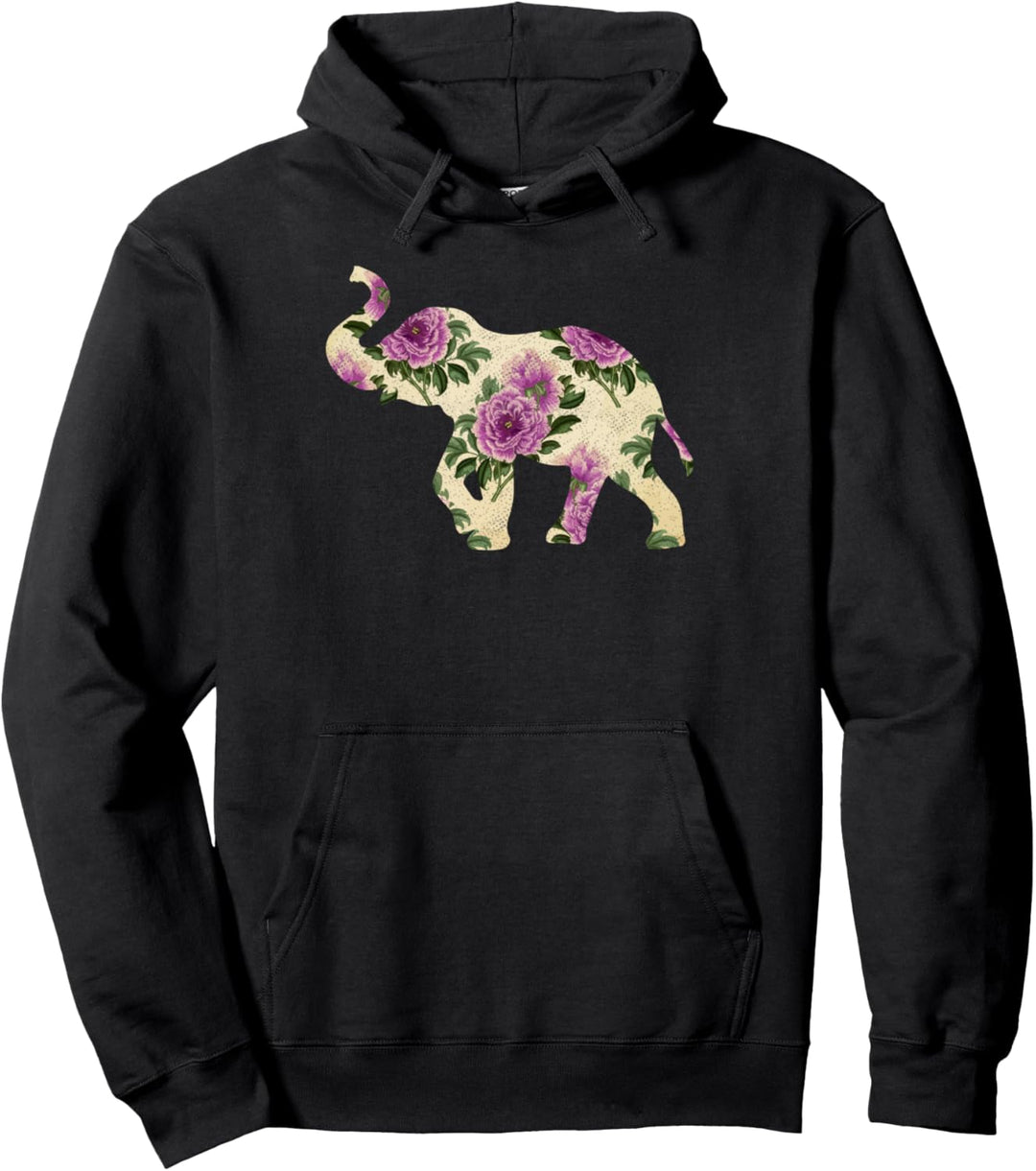 Niedlicher Blumen Elefant Pullover Hoodie