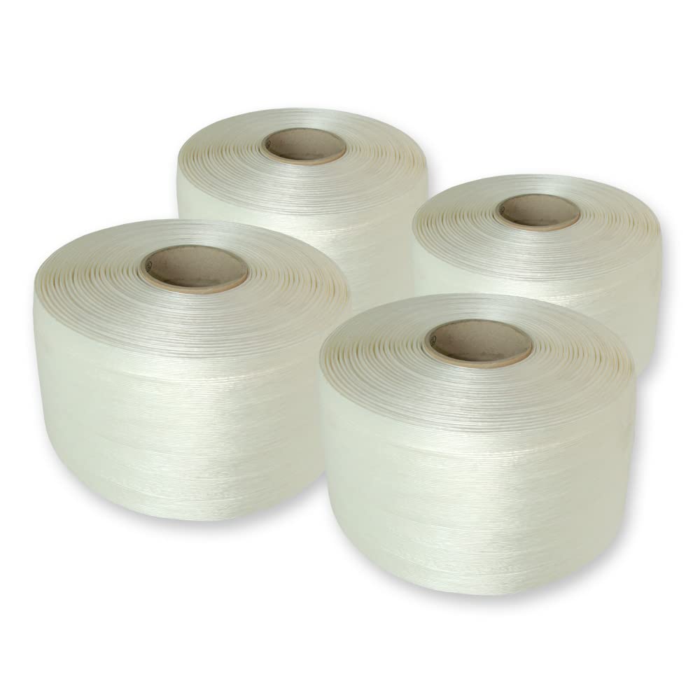 VEMATEC 4 Rollen Polyester-Umreifungsband 19 mm, 250 m, reissfest bis 550 kg, Ballenpressenband zum
