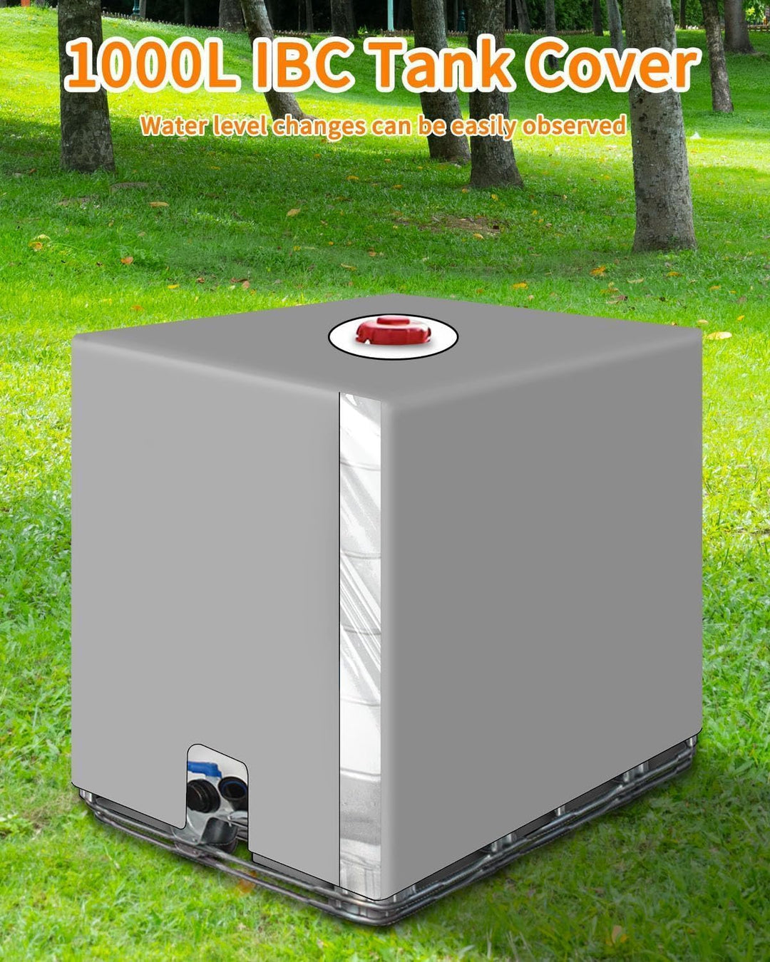 IBC Tank Abdeckung 1000L, IBC Container Zubehör, Wassertank Abdeckplane mit Transparenter Folie, Ant