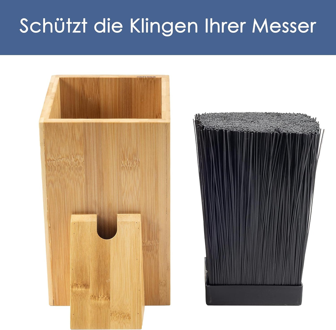 Hanseküche Universal Messerblock unbestückt – Premium Messerhalter aus nachhaltigem Bambus mit Borst