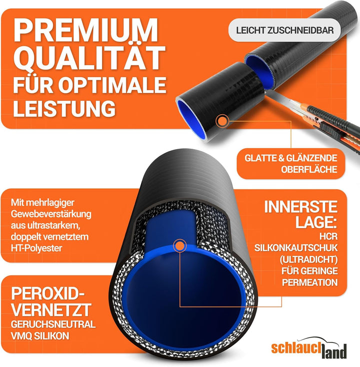 Silikon-Bogen 180° Grad ID-Ø 60mm schwarz 200°C | AUSWAHL | Silikon-Schlauch Hochtemperatur Ladeluft