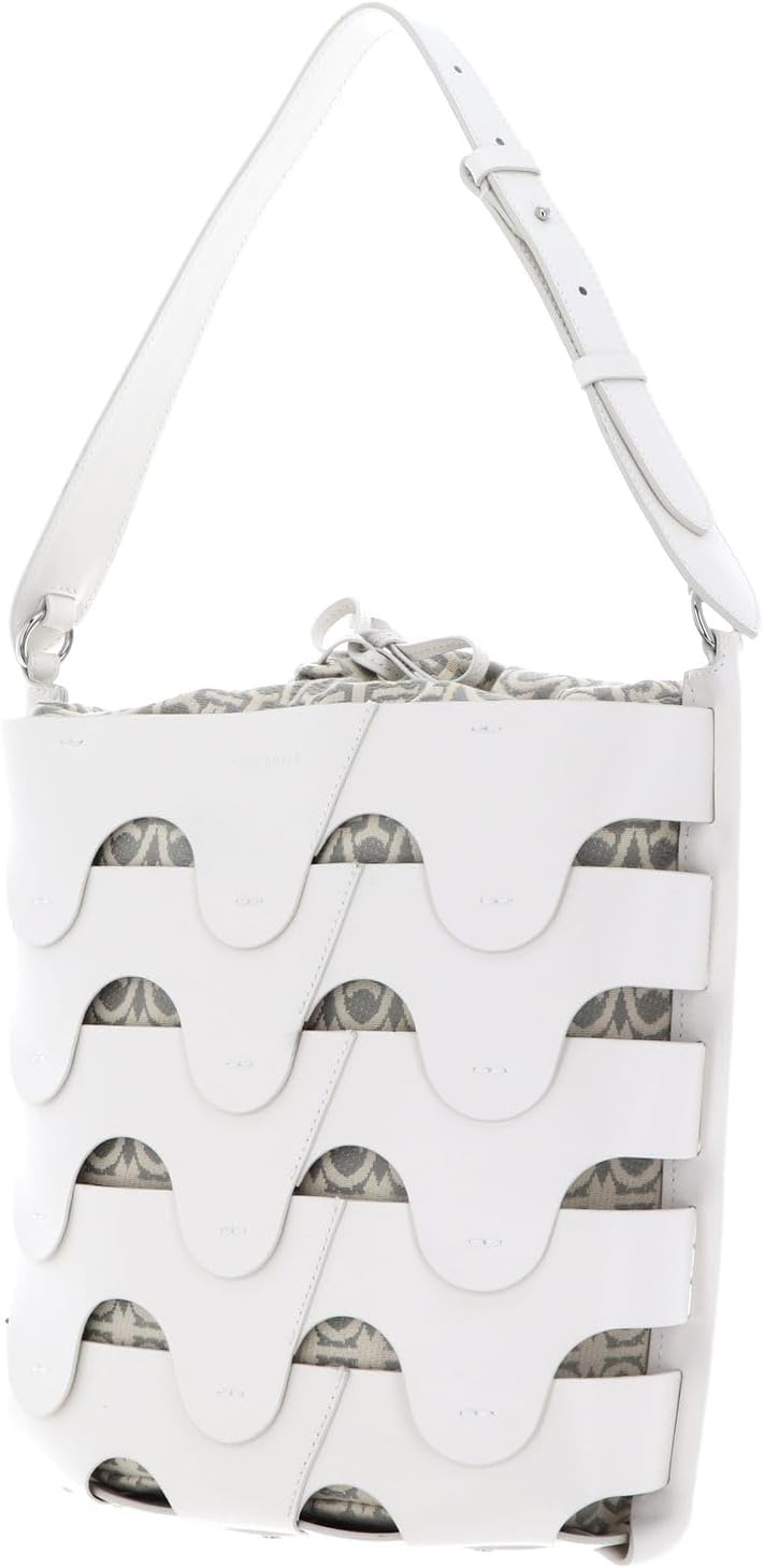 Coccinelle Leder Schultertasche Medhuse Bucket Bag White / Mul. Stone, White / Mul. Stone