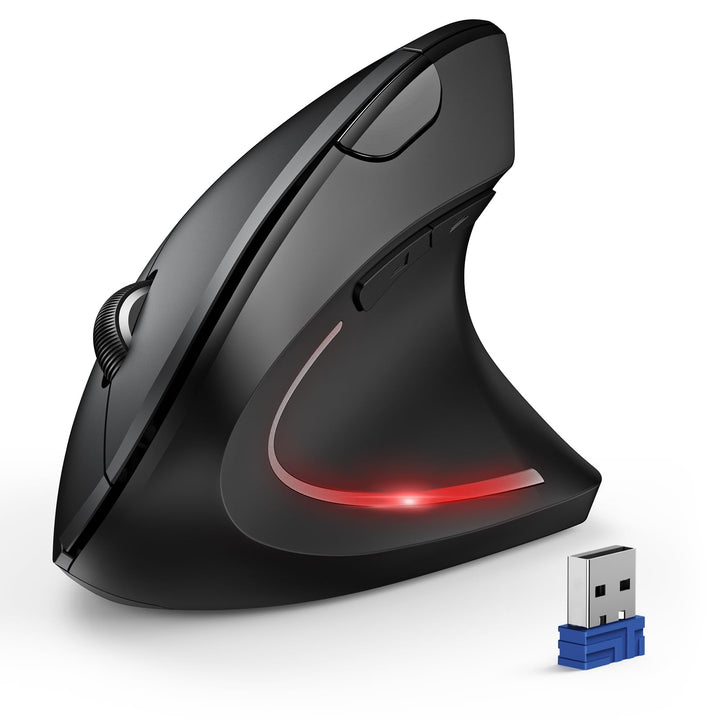 TECKNET Ergonomische Maus, Kabellose Bluetooth Vertikale Maus(BT 5.0+BT 3.0+2.4G), 6 Einstellstufen