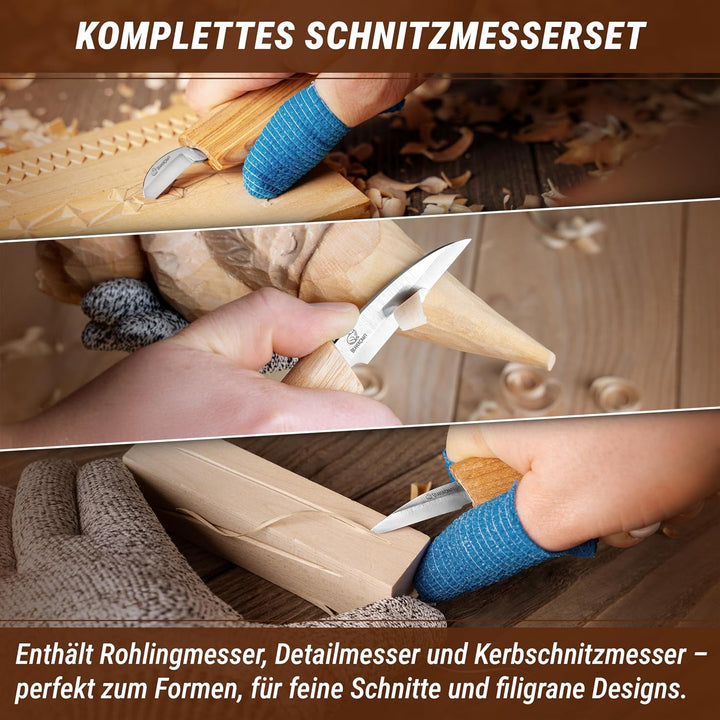 BeaverCraft S15 Holzschnitzset – Schnitzwerkzeugset – Kerbschnitzmesser-Set – Schnitzmesserset Schni