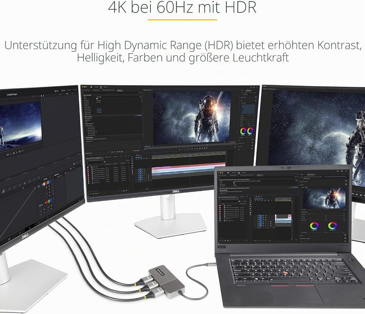 StarTech.com 3-Port USB-C Multi-Monitor Adapter, USB-C auf 3X HDMI MST Hub, Dreifach 4K 60Hz HDMI La