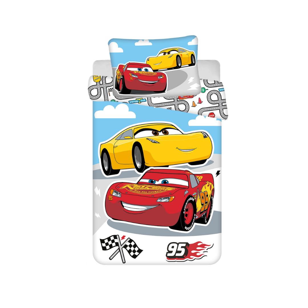 My sweety pop Baby-Bettwäsche Cars, 2-teilig, Bettbezug | Wendbar, 100 x 135 cm, Kissenbezug 40 x 60