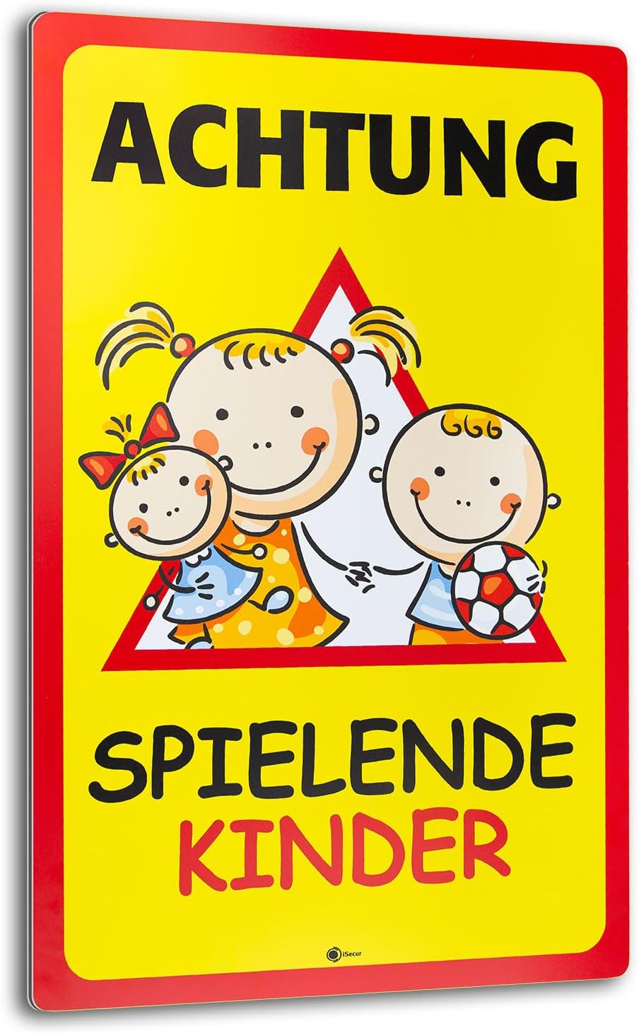 XXL Warnschild I Achtung Spielende-Kinder I Aluverbund-Schild I 40 x 60 cm gross I 3 mm Stark I Wett