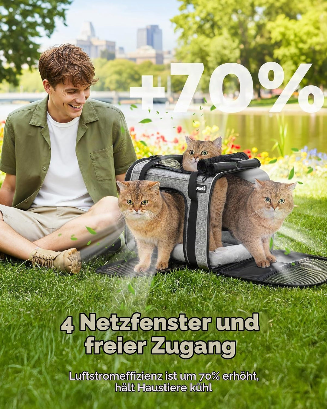 Pecute Transportbox Katze,Katzen Transportboxen mit Haustiernest, Faltbare Katzentasche Transporttas