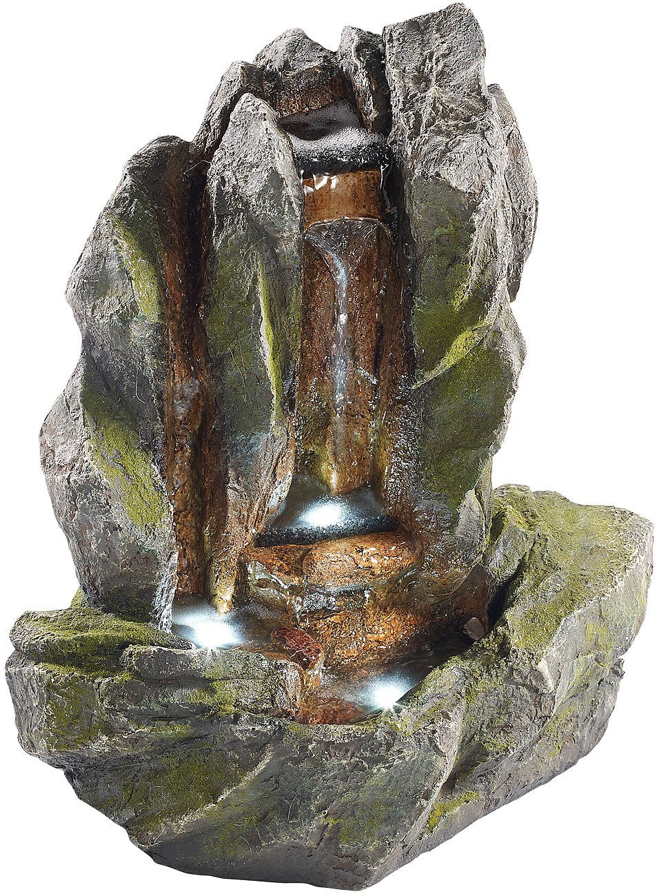 infactory Springbrunnen: Beleuchteter Zimmerbrunnen Felsspalte mit LED und Pumpe (LED Brunnen, Sprin