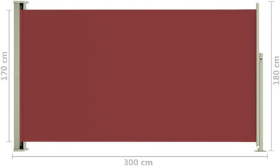 FIRBNUS Seitenmarkise Ausziehbar 180x300 cm Rot Sichtschutz Balkon Sichtschutz Garten Sonnenschutz T