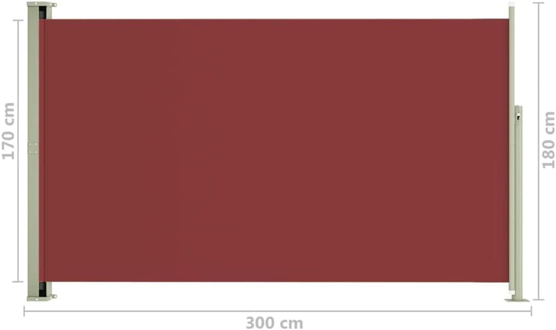 FIRBNUS Seitenmarkise Ausziehbar 180x300 cm Rot Sichtschutz Balkon Sichtschutz Garten Sonnenschutz T