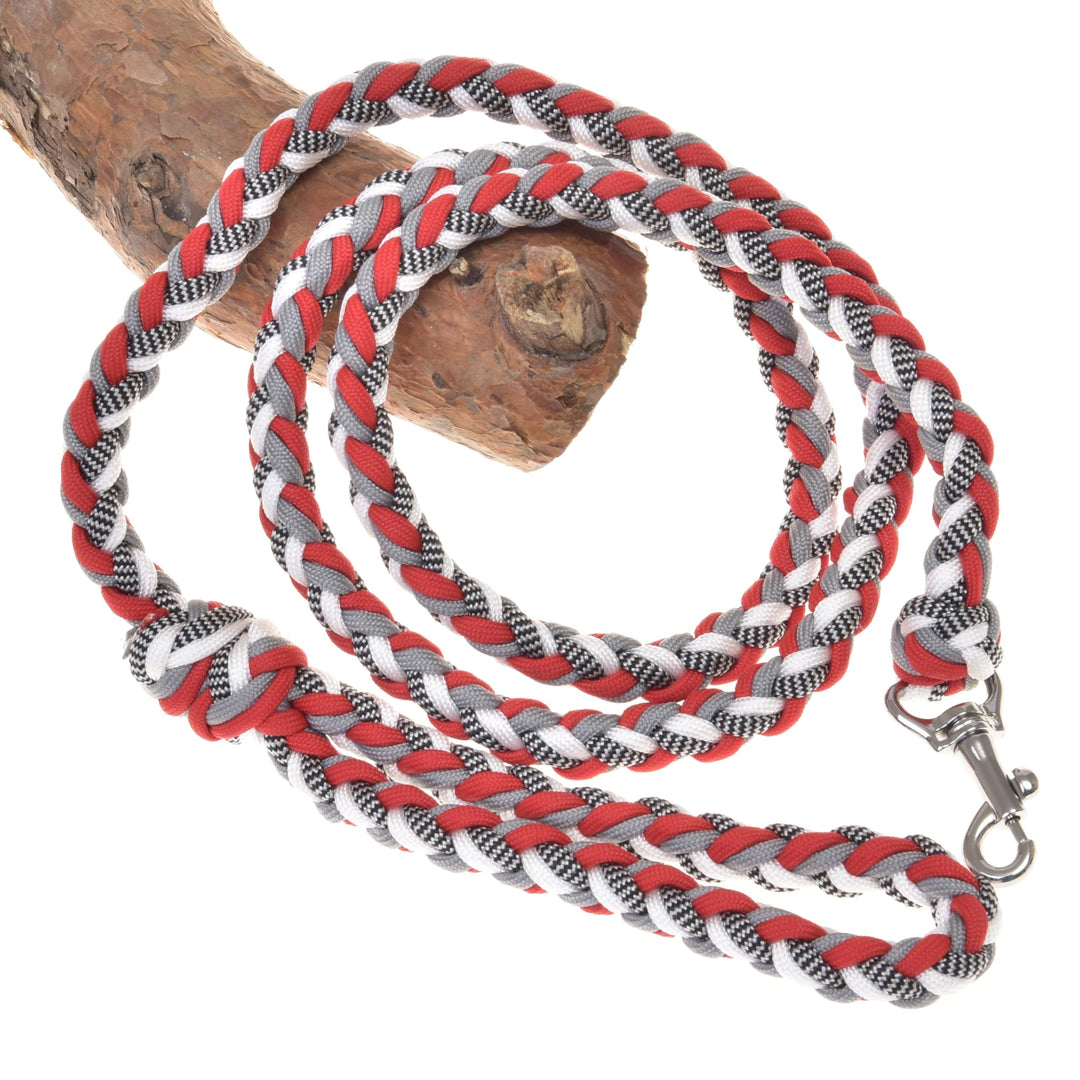 LarDen Hobby Horse Zubehör Führstrick | Gestrickter Rot/Weiss Strick | Leinen für Steckenpferd, Stoc