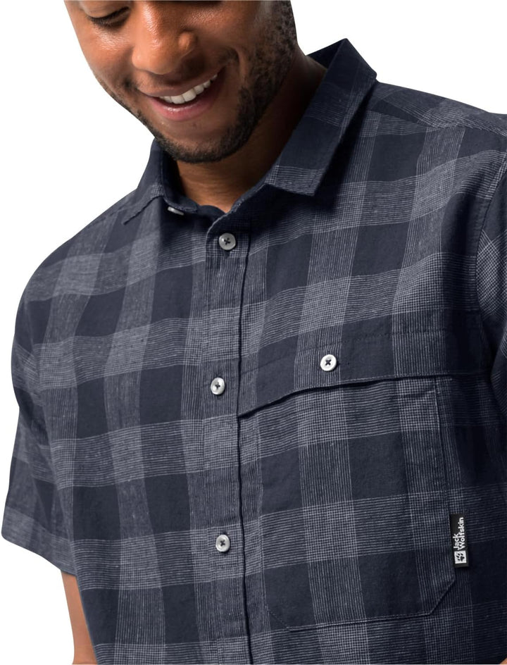 Jack Wolfskin Herren Highlands M Shirt Shortsleeve L Night Blue Checks, L Night Blue Checks