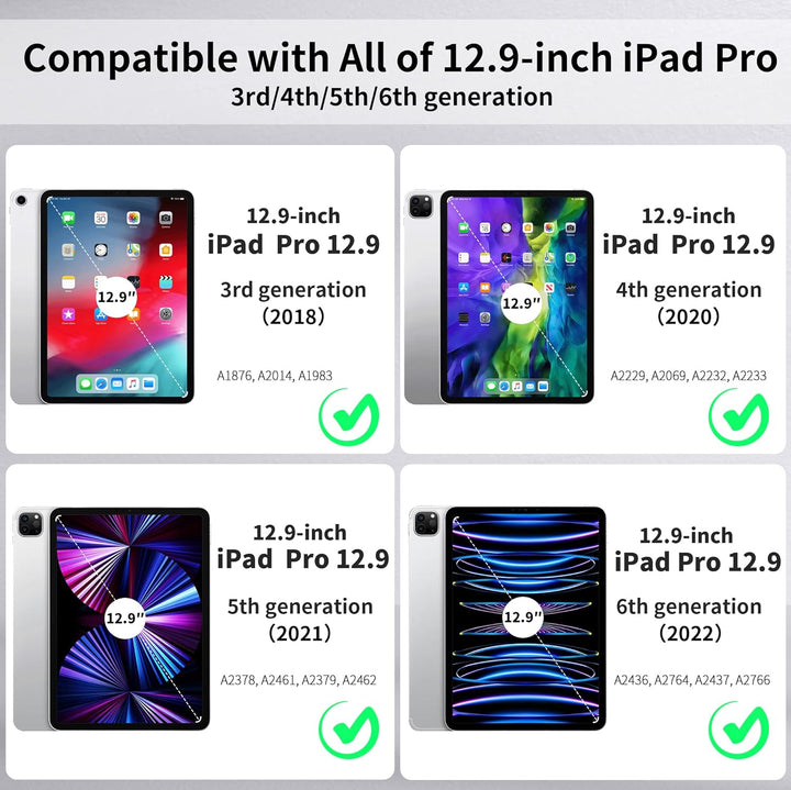 EasyAcc Hülle Kompatibel mit iPad Pro 12.9 Zoll 6./5./4./3 Generation (Modell 2022/2021/2020/2018) m