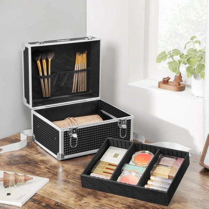 SONGMICS Kosmetikkoffer, Make-up Koffer für Reisen, Schminkkoffer, Aufbewahrung, für Friseure und Vi
