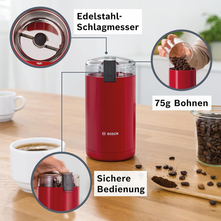 Bosch TSM6A014R Kaffeemühle, Rot Rot Single