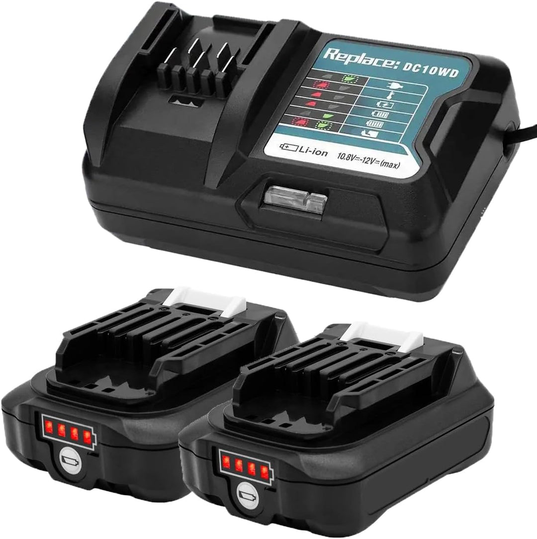 2pcs Ersetzen akku 12V 2000mAh BL1021B mit DC10WD Ladegerät für makita BL1041B 97339-1 197296-9 DF03