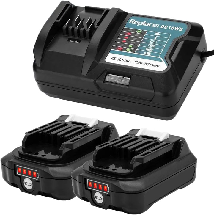 2pcs Ersetzen akku 12V 2000mAh BL1021B mit DC10WD Ladegerät für makita BL1041B 97339-1 197296-9 DF03