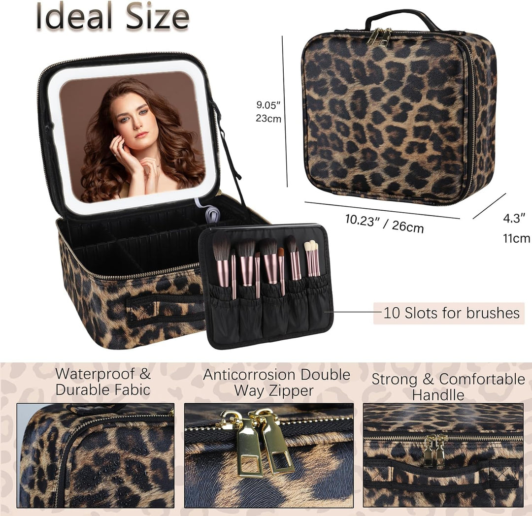 Kosmetiktasche mit LED Beleuchtung Licht, Make-up Tasche Koffer Verstauen für Reisen, Kosmetikkoffer