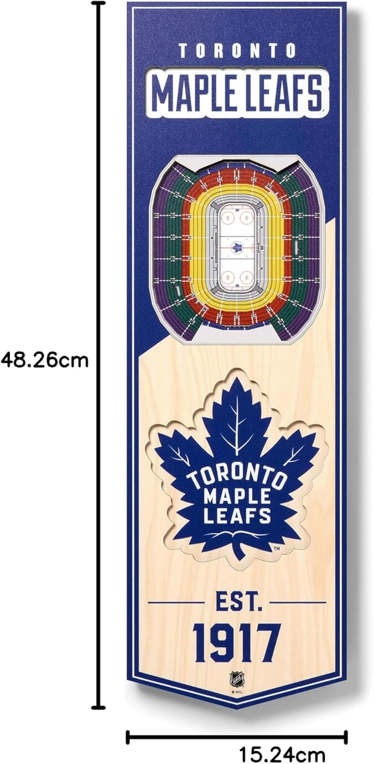 YouTheFan NHL 3D Stadion Banner 6 x 19 Zoll Toronto Ahornblätter, Toronto Ahornblätter