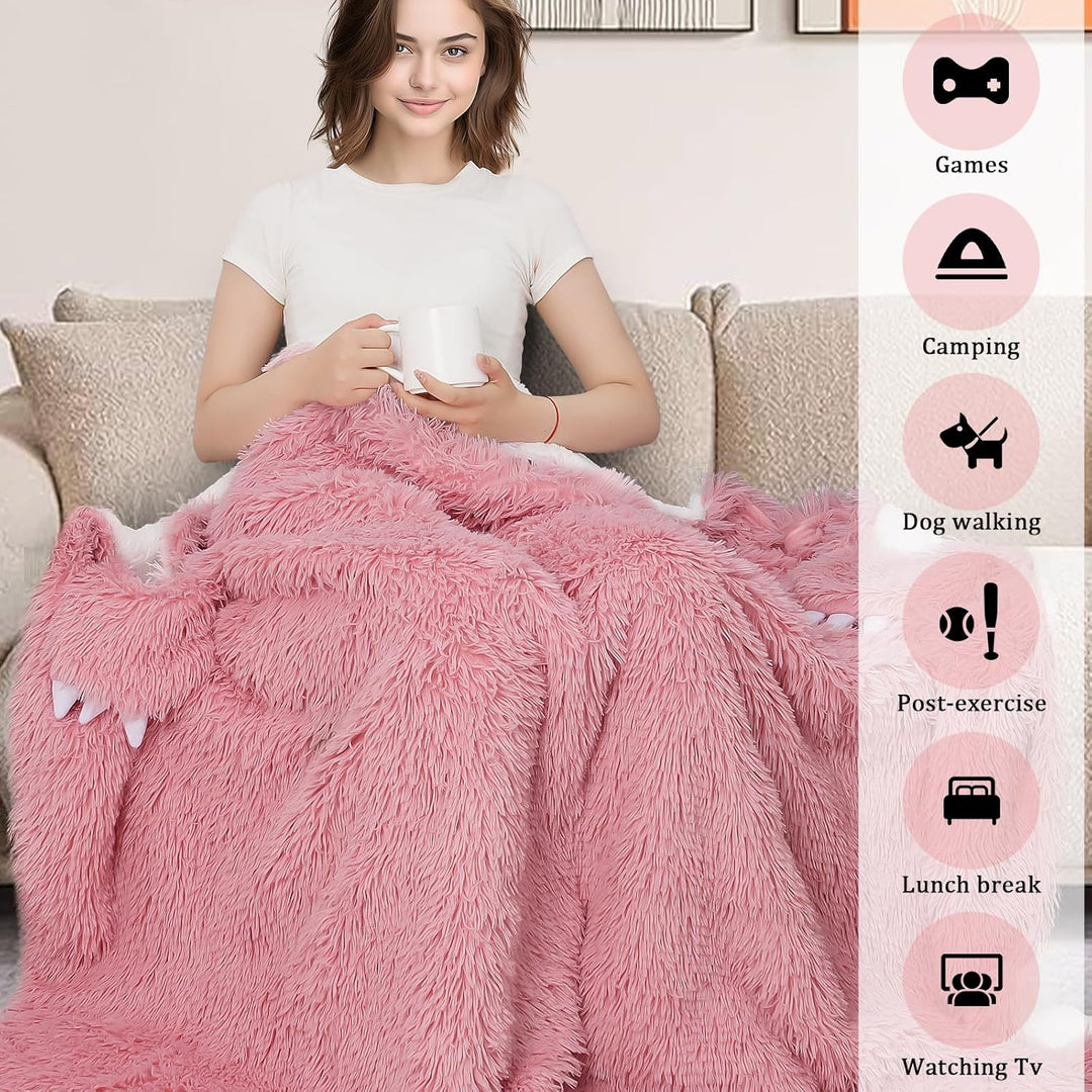 MSISILY Faultier Decke Mit Ärmeln und Kapuze, Kuscheldecke Flauschig Fleecedecke Wohndecken Warm She