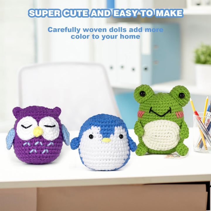 7CDXD Häkelset für Anfänger, DIY Häkelset, Häkeltier-Sets für Anfänger, mit Video-Tutorial, Häkel-St
