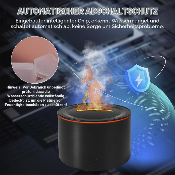Vulkan Luftbefeuchter Flammen Aroma Diffusor: 160ml Ätherisches Öl Diffuser 7 Farbwechsel-Flammeneff
