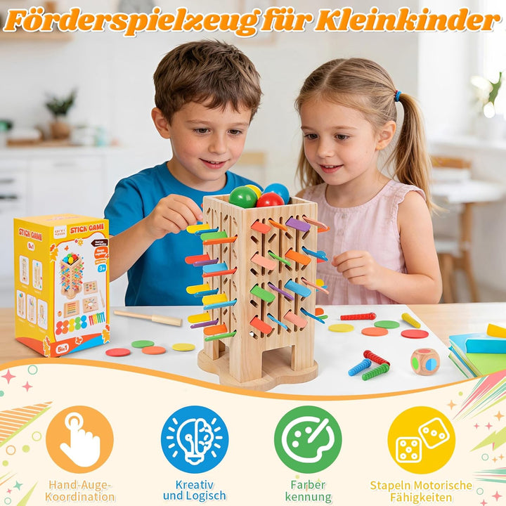 Montessori Spielzeug ab 3 Jahre, Sensorik Spielzeug Montessori Spielzeug ab 1 Jahr, 5-in-1 Holz Sort