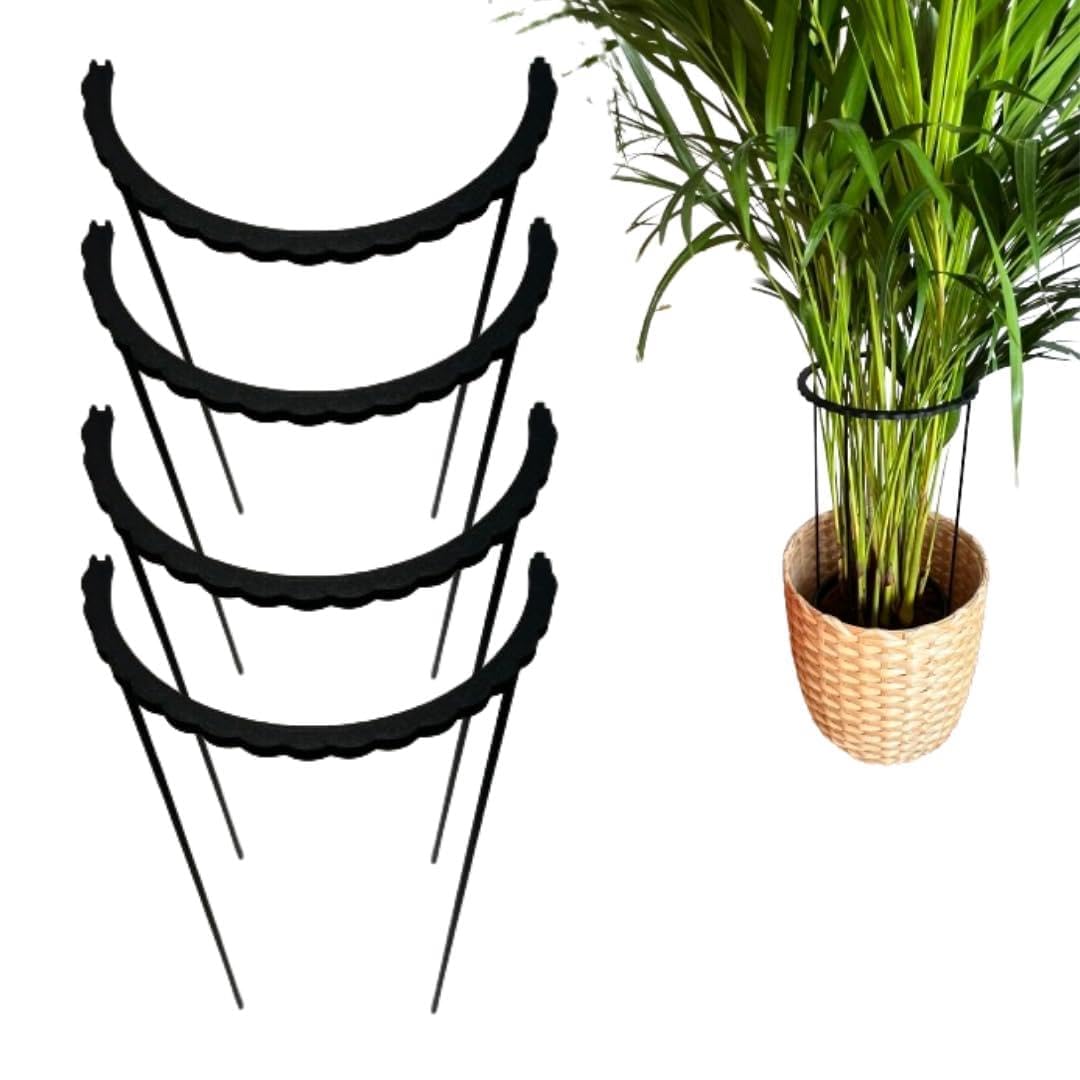 PLANTINITY Rankhilfe Aus Biokunststoff, 4er Set, 21x50 cm | Stützring Für Stauden Und Zimmergrün, Fü
