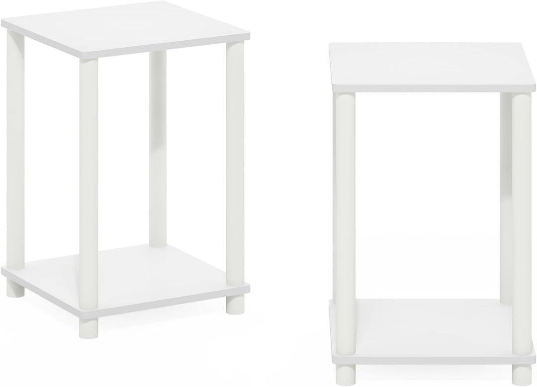 Furinno Turn-N-Tube Haydn Beistelltisch, Weiss/Weiss, 2er-Set Weiss/Weiss 2er set, Weiss/Weiss 2er s