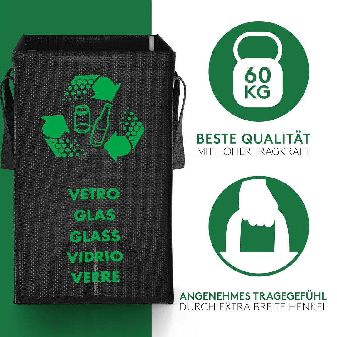PTMS® Mülleimer 3 Fächer MAXI XL extra gross - Mülltonne als praktische Taschen für Papier, Glas & P