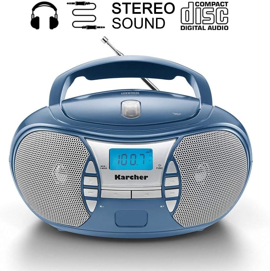 Karcher RR 5025-C tragbares CD Radio (CD-Player, Boomboxen, UKW Radio, Batterie/Netzbetrieb, AUX-In)