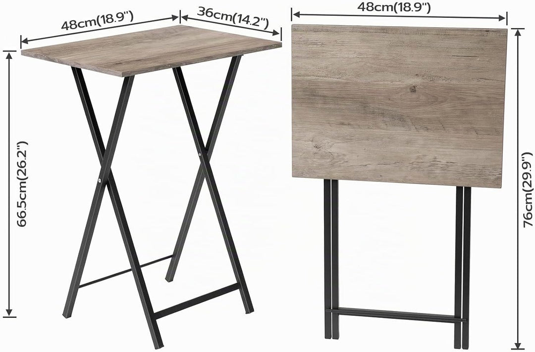HOOBRO Beistelltisch, Klappbar Tablett Tisch, Sofatisch, TV Tray im Industriestil, Einfach Montierba