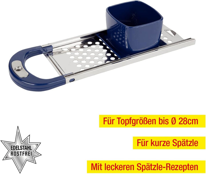 EUROHOME Spätzlereibe Edelstahl Kunststoff ohne "Nase" für kurze Knöpfle - Spätzlehobel 33 x 11 x 6,