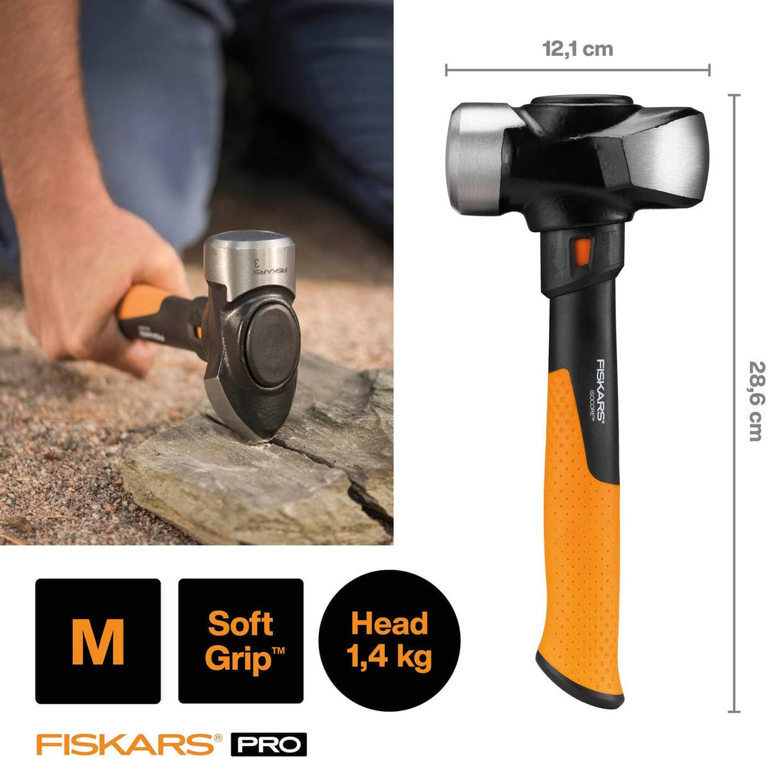 Fiskars Fäustel IsoCore M für den Einsatz bei Präzisionsabbrucharbeiten, Länge: 29 cm, Gewicht: 1,64