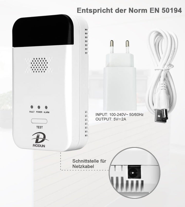 Gasmelder, LPG | Erdgas | Kohlegas-Lecksucher, Plug-in-Sensor-Gasmonitor mit akustischem Alarm und L