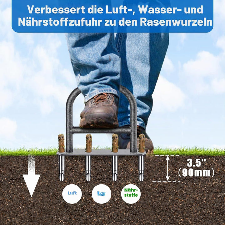Rasenlüfter, Aerifizierer für Rasen Manuell - Rasenspecht mit Gummigriff Gartengeräten Rasenbelüfter