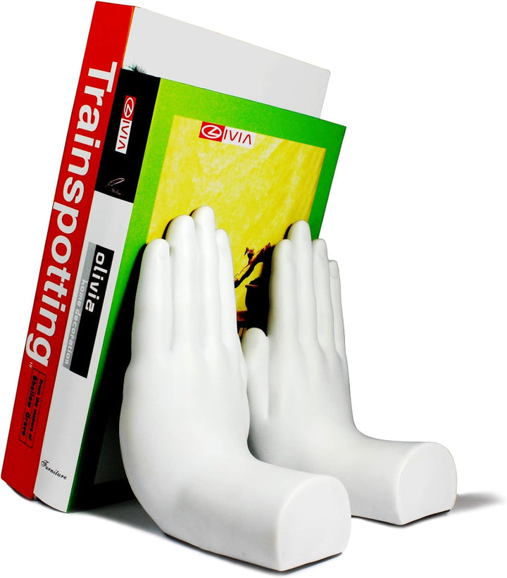 Danya B White "Hands" Bookend Set of 2 Weiss/Opulenter Garten, Weiss/Opulenter Garten