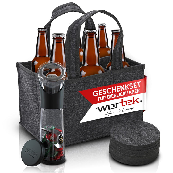 wortek Geschenkset Männer Geschenke Geburtstag - Männerhandtasche Bier Flaschenöffner mit Auffangbeh