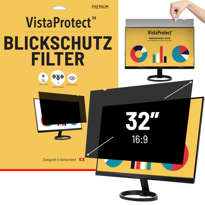 VistaProtect – Premium Blickschutzfilter & Anti-Blaulichtfilter, Privacy Filter Anti Blue Light Blic