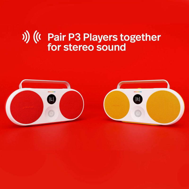 Polaroid P3 Music Player (Red) - Retro-Futuristic Boombox Wireless Bluetooth Speaker Rechargeable wi