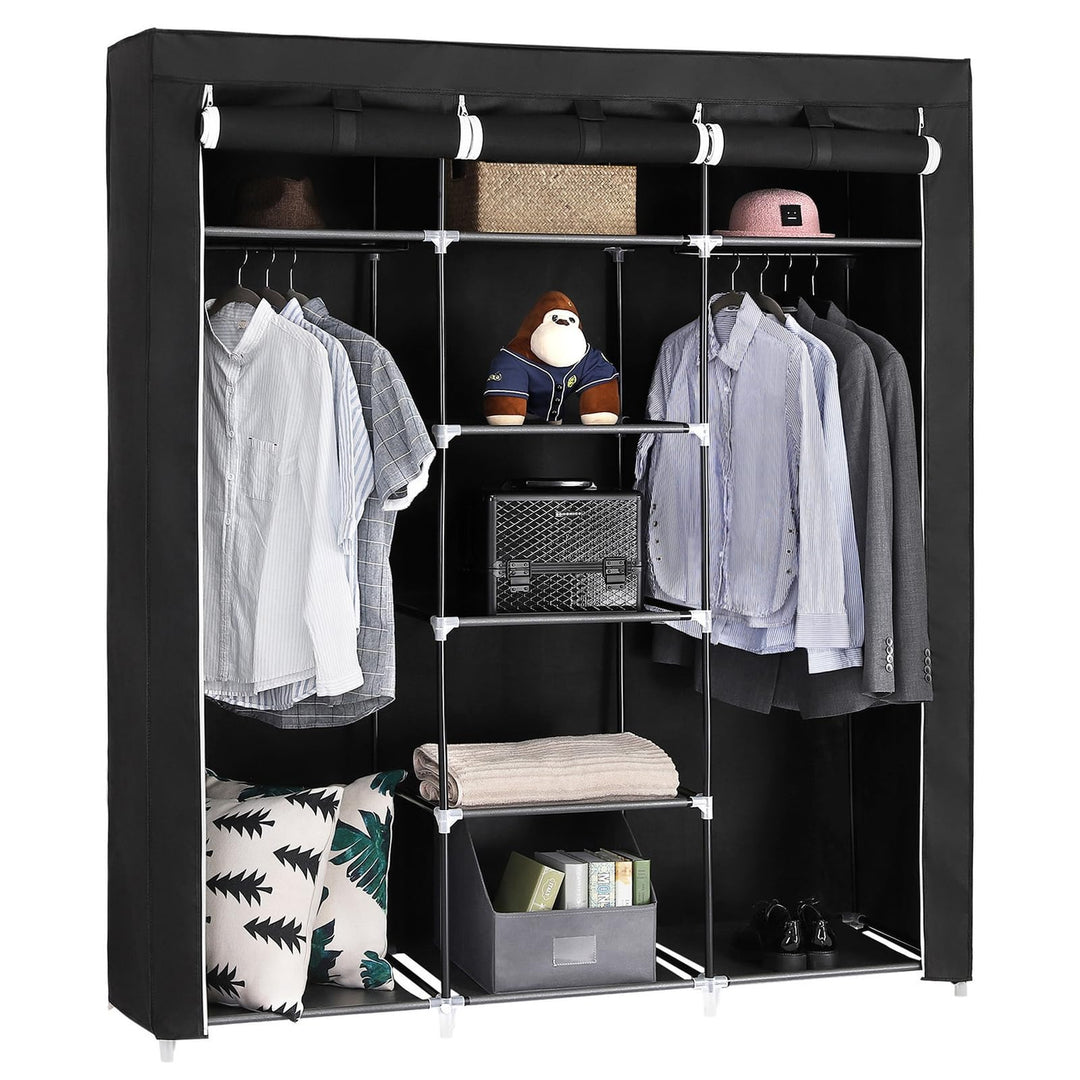 SONGMICS Kleiderschrank, Faltschrank, Stoffschrank, faltbare Garderobe mit 2 Kleiderstange, 175 x 15
