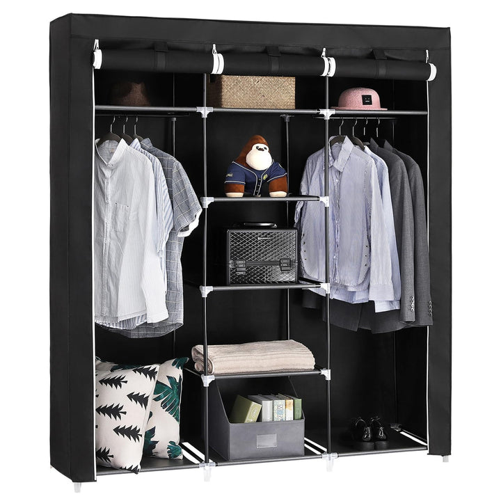 SONGMICS Kleiderschrank, Faltschrank, Stoffschrank, faltbare Garderobe mit 2 Kleiderstange, 175 x 15
